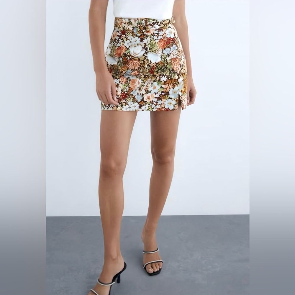 Zara Floral Mini Skirt - Multicolor